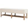 Christopher Knight Home Misty Modern Upholstered Entryway Bench, Solid Wood Storage Ottoman Bench, 2-Tier Shoe Bench with Shelf, Ottoman End of Bed Bench for Bedroom, Beige+Natural
