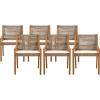 Christopher Knight Home Palin Wooden Patio Dining Set for 6, Acacia Wood Outdoor Dining Table Set for 6, 7 Piece Outdoor Dining Set with Rectangular Table and Armchair with Seat Cushion, Teak+Beige