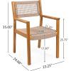 Christopher Knight Home Rlyn 5 Pieces Patio Dining Set, Rope Acacia Wood Dining Chair, Woven Armchairs, Round Wood Table for 4, Outdoor Table and Chair for Garden, Backyard, Poolside, Light Brown+Teak(Teak Finish + Light Brown Rope+teak Finish Table Top+black Metal Table Leg)