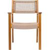 Christopher Knight Home Rlyn 5 Pieces Patio Dining Set, Rope Acacia Wood Dining Chair, Woven Armchairs, Round Wood Table for 4, Outdoor Table and Chair for Garden, Backyard, Poolside, Light Brown+Teak(Teak Finish + Light Brown Rope+teak Finish Table Top+black Metal Table Leg)