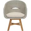 Christopher Knight Home Set of 2 Halsey Patio PE Wicker Acacia Wood Dining Chairs, Outdoor Woven Rattan Accent Chair with Metal Frame+Cushion, Lounge Chair Outdoor for Garden, Grey+Beige+Natural