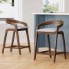Christopher Knight Home Alame 25.25”H Rubberwood Barstools Set of 2, Curved Backrest Counter Stool, Upholstery Bar Chair, Sturdy Structure Counter Chair for Kitchen Home Bar, Dark Gray+Natural(Light Gray+natural)