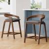 Christopher Knight Home Alame 25.25”H Rubberwood Barstools Set of 2, Curved Backrest Counter Stool, Upholstery Bar Chair, Sturdy Structure Counter Chair for Kitchen Home Bar, Dark Gray+Natural(Dark Gray+natural)