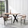 Christopher Knight Home Ebany Dining Chairs Set of 2, Upholstered Dining Chair, Metal Frame Accent Chair, Kitchen Armchair, Comfort Seating Kitchen Chairs Dining Living Room Cafeteria, Reddish Brown(Beige)
