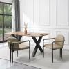 Christopher Knight Home Ebany Dining Chairs Set of 2, Upholstered Dining Chair, Metal Frame Accent Chair, Kitchen Armchair, Comfort Seating Kitchen Chairs Dining Living Room Cafeteria, Reddish Brown(Khaki)