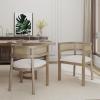Christopher Knight Home Gilda Modern Dining Chairs Set of 2, Boucle Upholstered Kitchen Side Chair with Rattan Backrest, Wooden Living Room Extra Seat, Comfy Reading Chair for Bedroom, Beige+Walnut(Beige+natural)