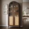 Christopher Knight Home Huxley 69″Tall Arched Kitchen Pantry Cabinet with Hidden Drawer, Wooden Pantry Cabinets for Kitchen Storage, Kitchen Storage Cabinet with Adjustable Shelves+Glass Door, Walnut