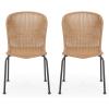 Christopher Knight Home Kixi Set of 2 Dining Chairs, Faux Rattan Outdoor Accent Seating with Iron Frame, Armless Design for Patio, Poolside/Garden, Grey(Light Brown  Black)