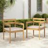 Christopher Knight Home Lamoon Acacia Wood Patio Dining Chairs Set of 2, Wooden Outdoor Kitchen Side Chair, Patio Armchair Set with Cushion for Dining Table, Beige+Light Teak