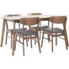 Christopher Knight Home Lucious 60″ Rectangular Dining Set, 5-Pcs Set, Natural Walnut / Dark Grey