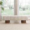 Christopher Knight Home Manila 64″ Upholstered Ottoman Bench, Rectangular Dining Seat, Spacious Seating, Long Footstool, Boucle Dining Bench for Living Room Dining Room, No Assembly Needed, Beige