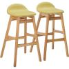 Christopher Knight Home Moria Fabric / Oak Finish Bar Stools, 2-Pcs Set, Green Tea