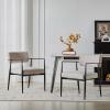 Christopher Knight Home Nora Mid-Century Modern Dining Chairs Set of 2, Fabric Upholstered Dining Armchair, Kitchen Side Chair with Iron Frame, Living Room Comfy Extra Seat, Olive Green+Black(Beige+black)