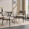Christopher Knight Home Nora Mid-Century Modern Dining Chairs Set of 2, Fabric Upholstered Dining Armchair, Kitchen Side Chair with Iron Frame, Living Room Comfy Extra Seat, Olive Green+Black(Black + Light Camel)