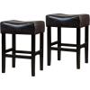 Christopher Knight Home Portman Leather Backless Counterstools, 2-Pcs Set, Brown