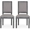 Christopher Knight Home Regina French Country Dining Chairs Set of 2, Wooden Dining Room Chair, High Back Kitchen Side Chair, Fabric Upholstered Armless Extra Seat, Grey and Natural(Grey)
