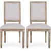 Christopher Knight Home Regina French Country Dining Chairs Set of 2, Wooden Dining Room Chair, High Back Kitchen Side Chair, Fabric Upholstered Armless Extra Seat, Grey and Natural(Light Gray + Natural)