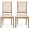 Christopher Knight Home Regina French Country Dining Chairs Set of 2, Wooden Dining Room Chair, High Back Kitchen Side Chair, Fabric Upholstered Armless Extra Seat, Grey and Natural(Beige and Natural)