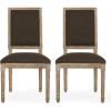 Christopher Knight Home Regina French Country Dining Chairs Set of 2, Wooden Dining Room Chair, High Back Kitchen Side Chair, Fabric Upholstered Armless Extra Seat, Grey and Natural(Brown and Natural)