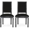 Christopher Knight Home Regina French Country Dining Chairs Set of 2, Wooden Dining Room Chair, High Back Kitchen Side Chair, Fabric Upholstered Armless Extra Seat, Grey and Natural(Black + Gray)