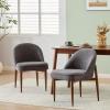 Christopher Knight Home Rider Modern Dining Chairs Set of 2, Chenille Fabric Upholstered Dining Room Chair, Kitchen Side Chair with Iron Frame, Living Room Comfy Extra Seat, Grey+Walnut(Grey+walnut)