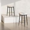 Christopher Knight Home Set of 2 24.75” Modern Iron Frame Counter Stools with Fabric Upholstered Round Seating Cushion and Golden Footrest, Barstools for Kitchen/Bedroom/Dining Room, White and Black(White and Black)