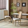 Christopher Knight Home Set of 2 Powell French Country Indoor Dining Chairs, Wooden Dining Room Chair with Cane Backrest, High Back Kitchen Seat, Fabric Upholstered Armless Chair, Slate Blue(Grey)