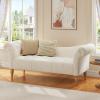 Christopher Knight Home Ucal Velvet Upholstered End of Bed Ottoman, Wooden Living Room Ottoman Bench with Curved Arms, Long Entryway Bench with Button Tufting, Long Seating for Bedroom, Pink(Beige)