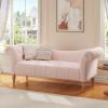 Christopher Knight Home Ucal Velvet Upholstered End of Bed Ottoman, Wooden Living Room Ottoman Bench with Curved Arms, Long Entryway Bench with Button Tufting, Long Seating for Bedroom, Pink(Pink)