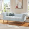 Christopher Knight Home Ucal Velvet Upholstered End of Bed Ottoman, Wooden Living Room Ottoman Bench with Curved Arms, Long Entryway Bench with Button Tufting, Long Seating for Bedroom, Pink(Light Blue)
