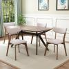 Christopher Knight Home Wrene Mid-Century Dining Chairs Set of 4, Upholstered Dining Room Chairs, Comfy Seating Kitchen Side Chair Set, Armless Accent Chair Set for Home Office, Dark Gray+Walnut(Light Beige+walnut)