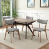 Christopher Knight Home Wrene Mid-Century Dining Chairs Set of 4, Upholstered Dining Room Chairs, Comfy Seating Kitchen Side Chair Set, Armless Accent Chair Set for Home Office, Dark Gray+Walnut(Dark Gray+walnut)