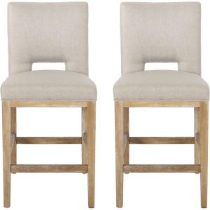 Christopher Knight Home Coloma Upholstered 27 Inch Counter Stools – Wheat/Weathered Natural (Set of 2)