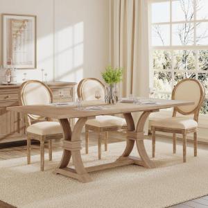 Christopher Knight Home Ethan Extendable Dining Room Table for 6, Wooden Rectangular Expandable Kitchen Table, Vintage Dining Table for Dining Room Kitchen, Light Natural(Light Natural)