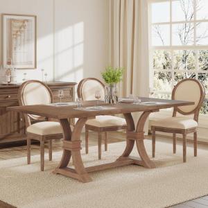 Christopher Knight Home Ethan Extendable Dining Room Table for 6, Wooden Rectangular Expandable Kitchen Table, Vintage Dining Table for Dining Room Kitchen, Light Natural(Walnut)
