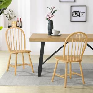 Christopher Knight Home Garris Wood Modern Dining Chairs Set of 2, Spindle Kitchen Side Chair, Home Office/Living Room Accent Chair, Dining Room Armless Chair, Walnut Brown(Natural Brown)