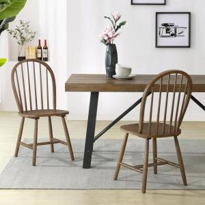 Christopher Knight Home Garris Wood Modern Dining Chairs Set of 2, Spindle Kitchen Side Chair, Home Office/Living Room Accent Chair, Dining Room Armless Chair, Walnut Brown(Walnut Brown)