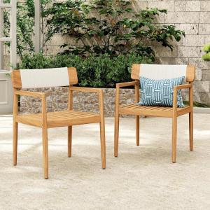 Christopher Knight Home Idalin Acacia Wood Patio Dining Chairs Set of 2, Wooden Outdoor Kitchen Side Chair, Garden Armchair Set with Braided Rope for Dining Table,Patio Furniture Extra Seat,Grey+Teak(White+teak)