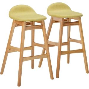 Christopher Knight Home Moria Fabric / Oak Finish Bar Stools, 2-Pcs Set, Green Tea