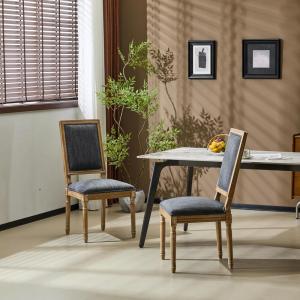 Christopher Knight Home Regina French Country Dining Chairs Set of 2, Wooden Dining Room Chair, High Back Kitchen Side Chair, Fabric Upholstered Armless Extra Seat, Grey and Natural(Blue Grey and Natural)