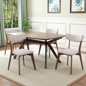 Christopher Knight Home Wrene Mid-Century Dining Chairs Set of 4, Upholstered Dining Room Chairs, Comfy Seating Kitchen Side Chair Set, Armless Accent Chair Set for Home Office, Dark Gray+Walnut(Light Beige+walnut)
