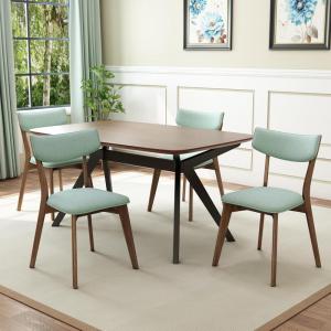 Christopher Knight Home Wrene Mid-Century Dining Chairs Set of 4, Upholstered Dining Room Chairs, Comfy Seating Kitchen Side Chair Set, Armless Accent Chair Set for Home Office, Dark Gray+Walnut(Mint+walnut)