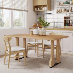 Christopher Knight Home Xayah 63 Inch Dining Table for 6 People, Rectangular Kitchen Table, Farmhouse Dinner Furniture, Modern Wood Table for Dining Room, Natural Ash(Natural Ash)