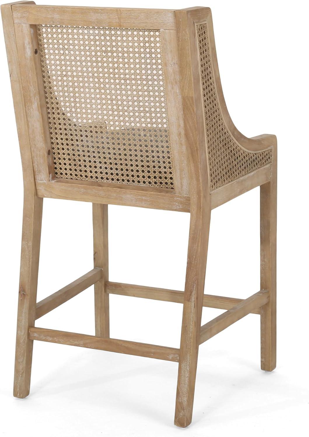 image:imageChristopher Knight Home Cataldo Upholstered 255 inch Counter Stools Set of 2 Wood and Cane CharcoalNaturalCharcoalNatural