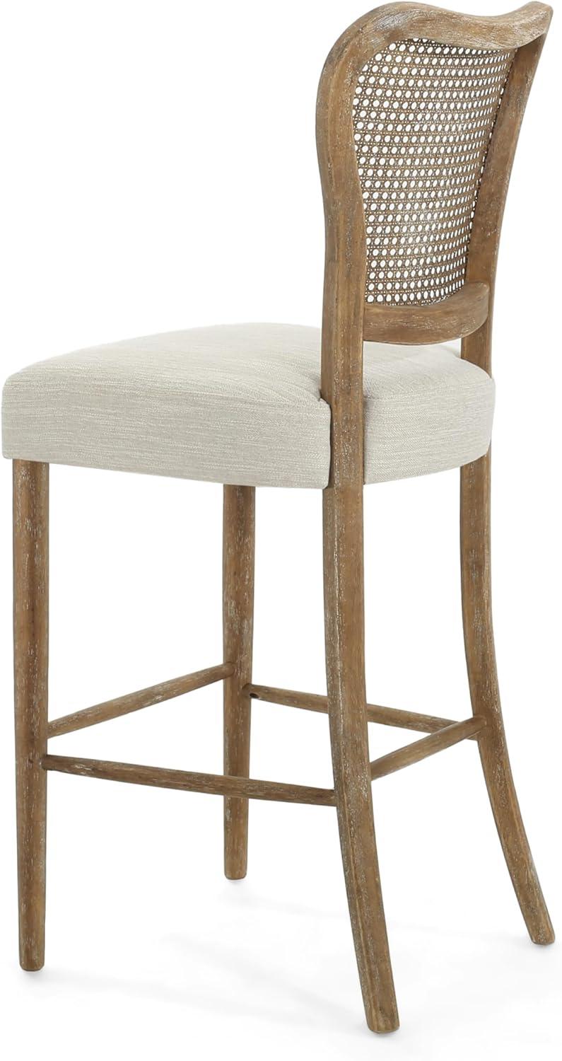 image:imageChristopher Knight Home Collda Modern Upholstered Barstools Wicker Backrest Vintage Classic Style for Home Bar Living Room Kitchen Counter Set of 2 Dark BrownBeige