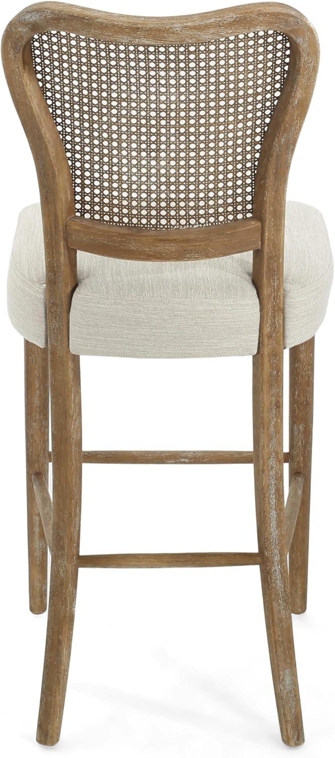 image:imageChristopher Knight Home Collda Modern Upholstered Barstools Wicker Backrest Vintage Classic Style for Home Bar Living Room Kitchen Counter Set of 2 Dark BrownBeige