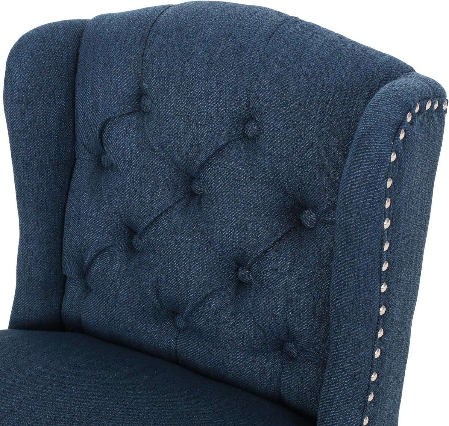 image:imageChristopher Knight Home Foxwood Wingback Barstools Set of 2 Navy Blue and Dark Brown