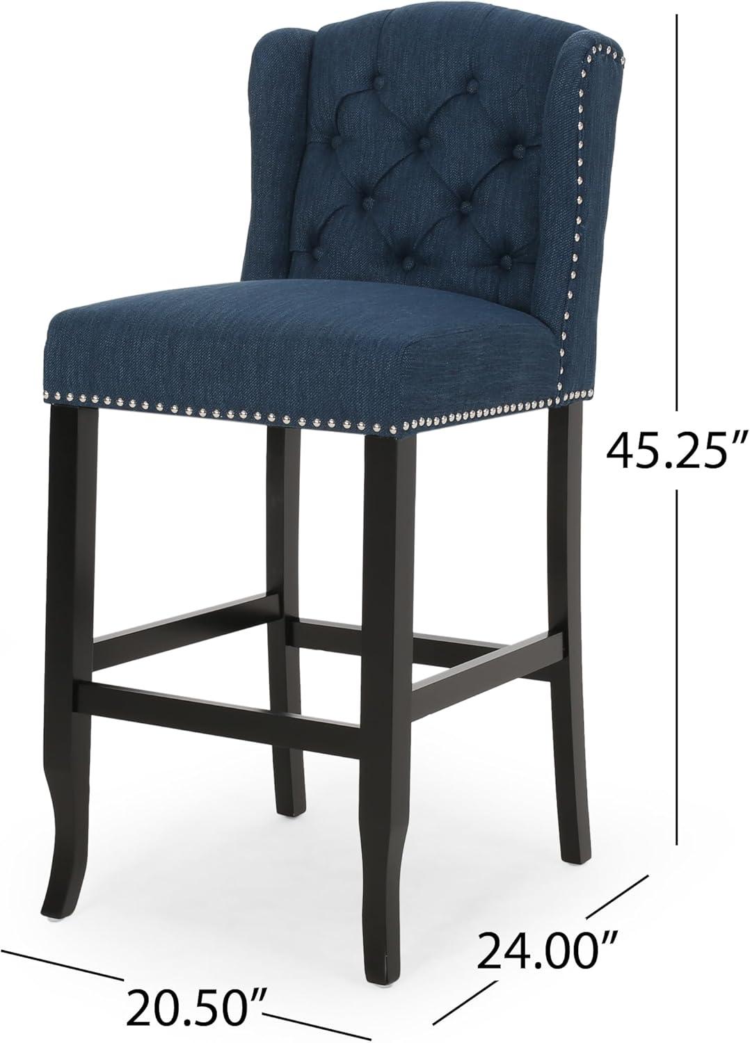image:imageChristopher Knight Home Foxwood Wingback Barstools Set of 2 Navy Blue and Dark Brown