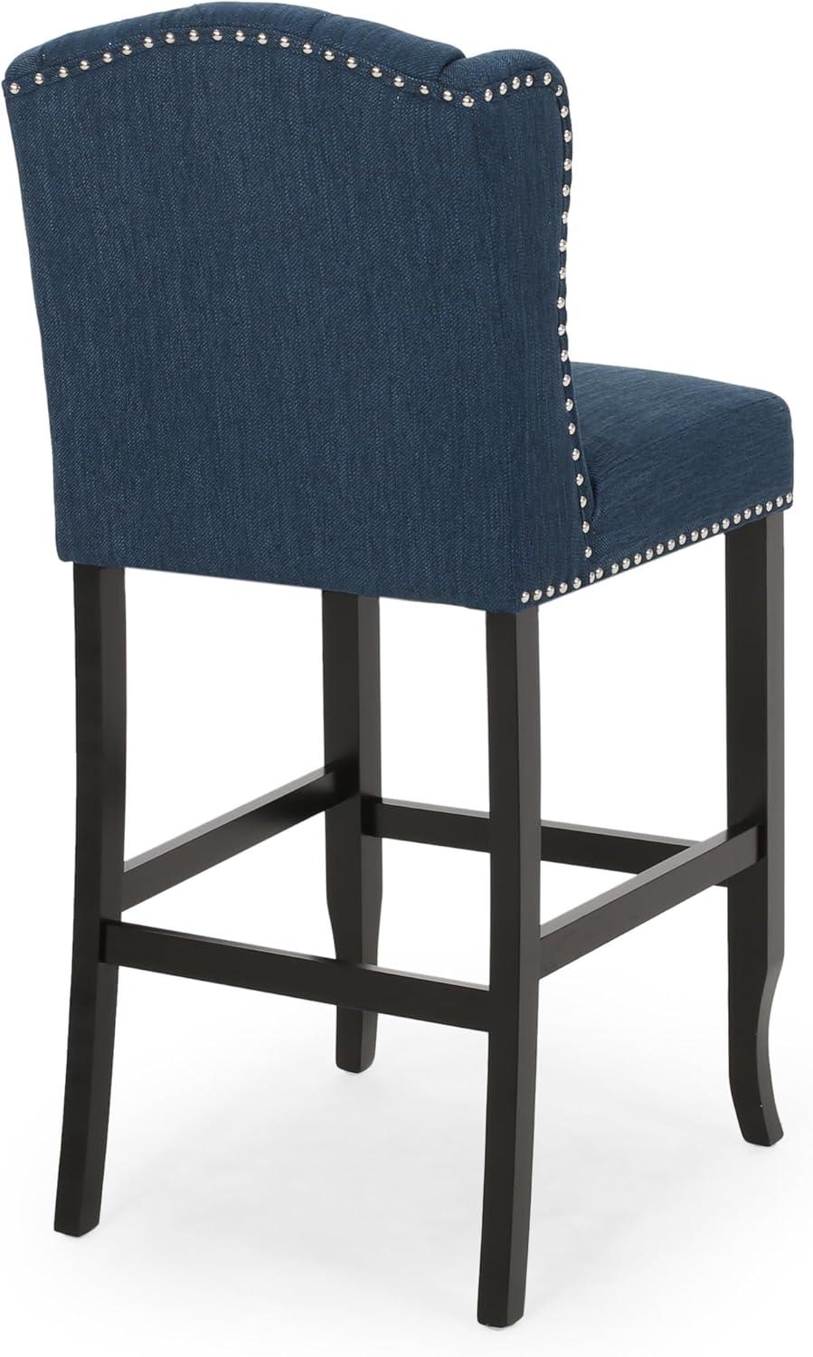 image:imageChristopher Knight Home Foxwood Wingback Barstools Set of 2 Navy Blue and Dark Brown