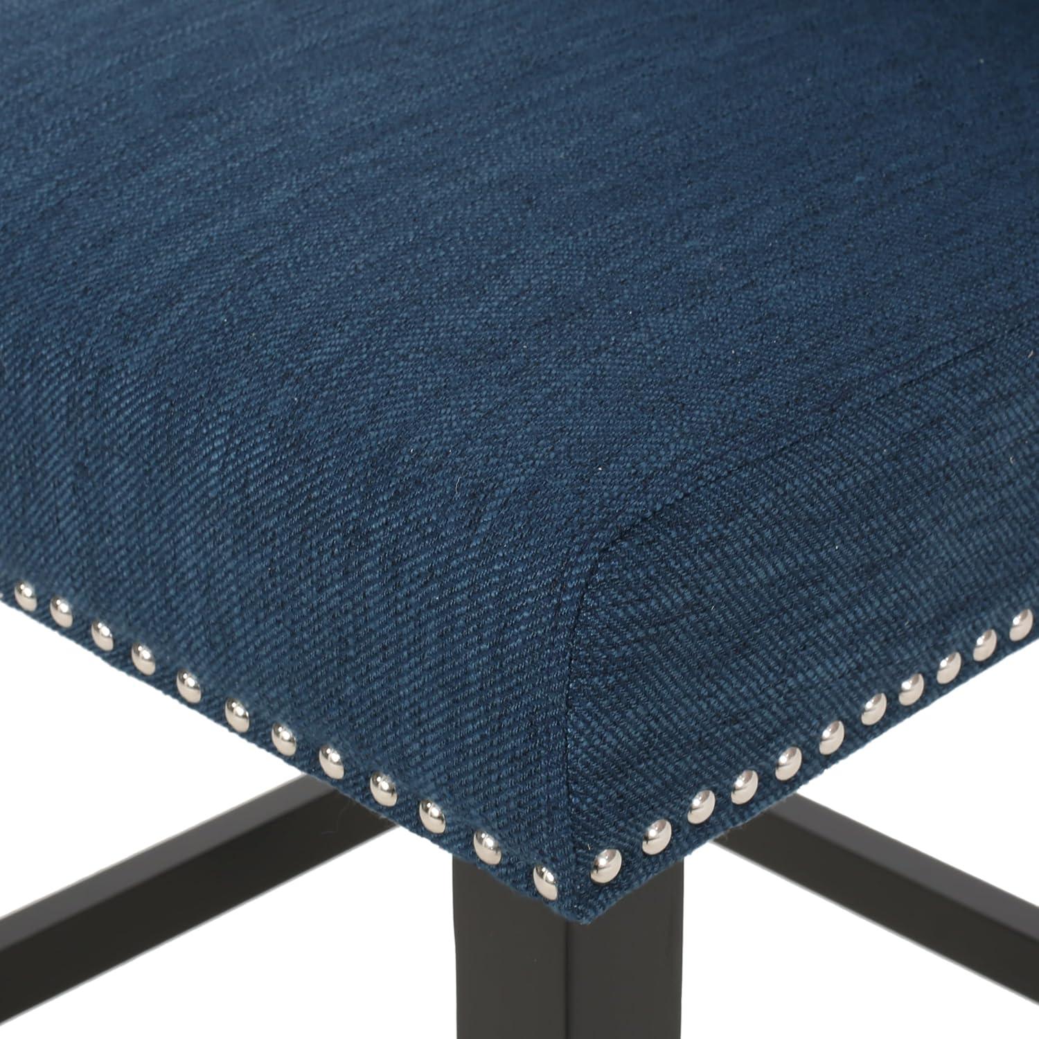 image:imageChristopher Knight Home Foxwood Wingback Barstools Set of 2 Navy Blue and Dark Brown